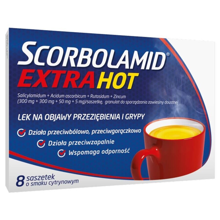 Scorbolamid Extra Hot 300 mg + 300 mg + 50 mg + 5 mg, 8 bustine