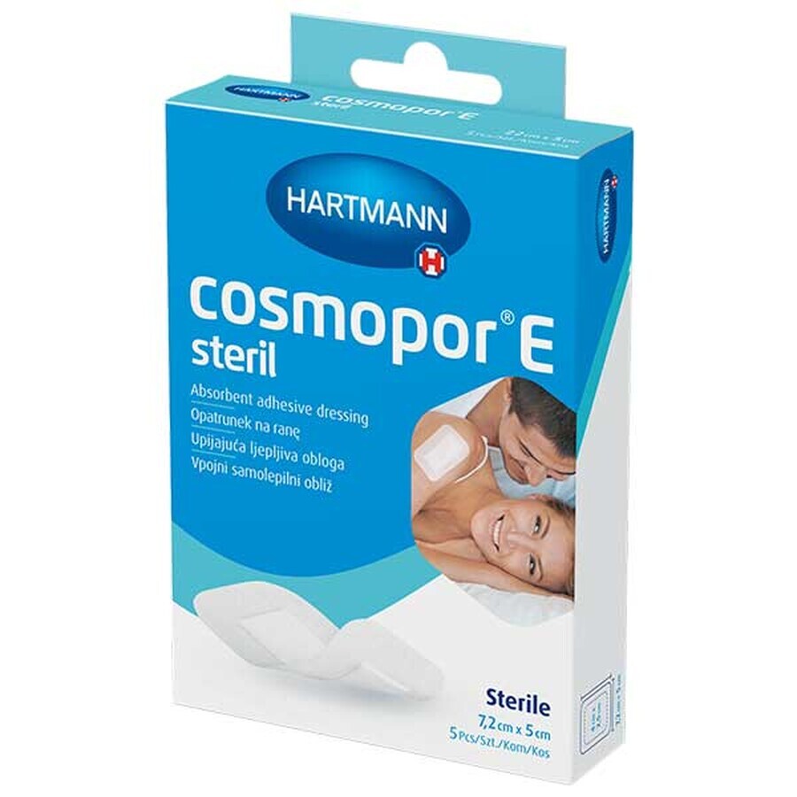 Cosmopor E, dressing, sterile, self-adhesive, with absorbent layer, 7.2 cm x 5 cm, 5 pcs