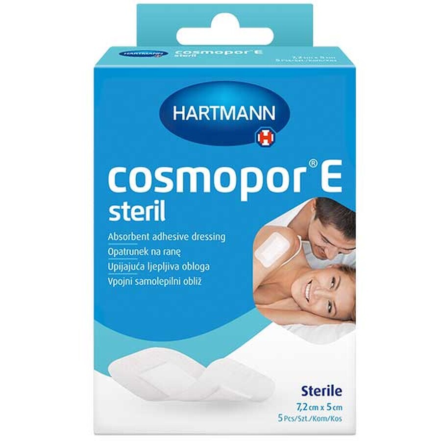 Cosmopor E, dressing, sterile, self-adhesive, with absorbent layer, 7.2 cm x 5 cm, 5 pcs