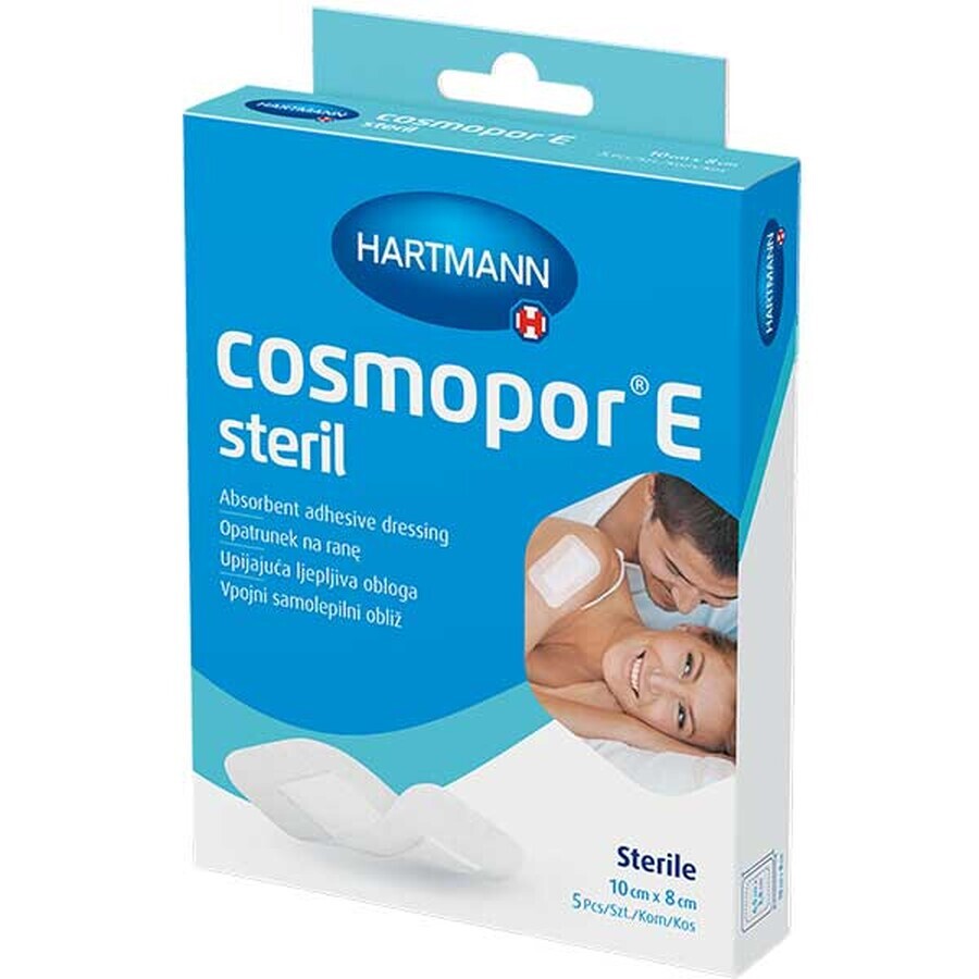 Cosmopor E, dressing, sterile, self-adhesive, with absorbent layer, 10 cm x 8 cm, 5 pcs