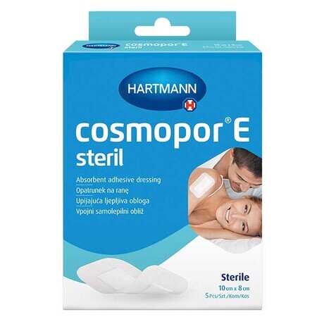 Cosmopor E, dressing, sterile, self-adhesive, with absorbent layer, 10 cm x 8 cm, 5 pcs