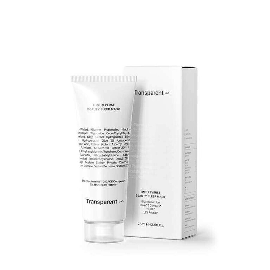 Maschera notte antietà con Niacinamide e Retinolo, 75 ml, Lab trasparente