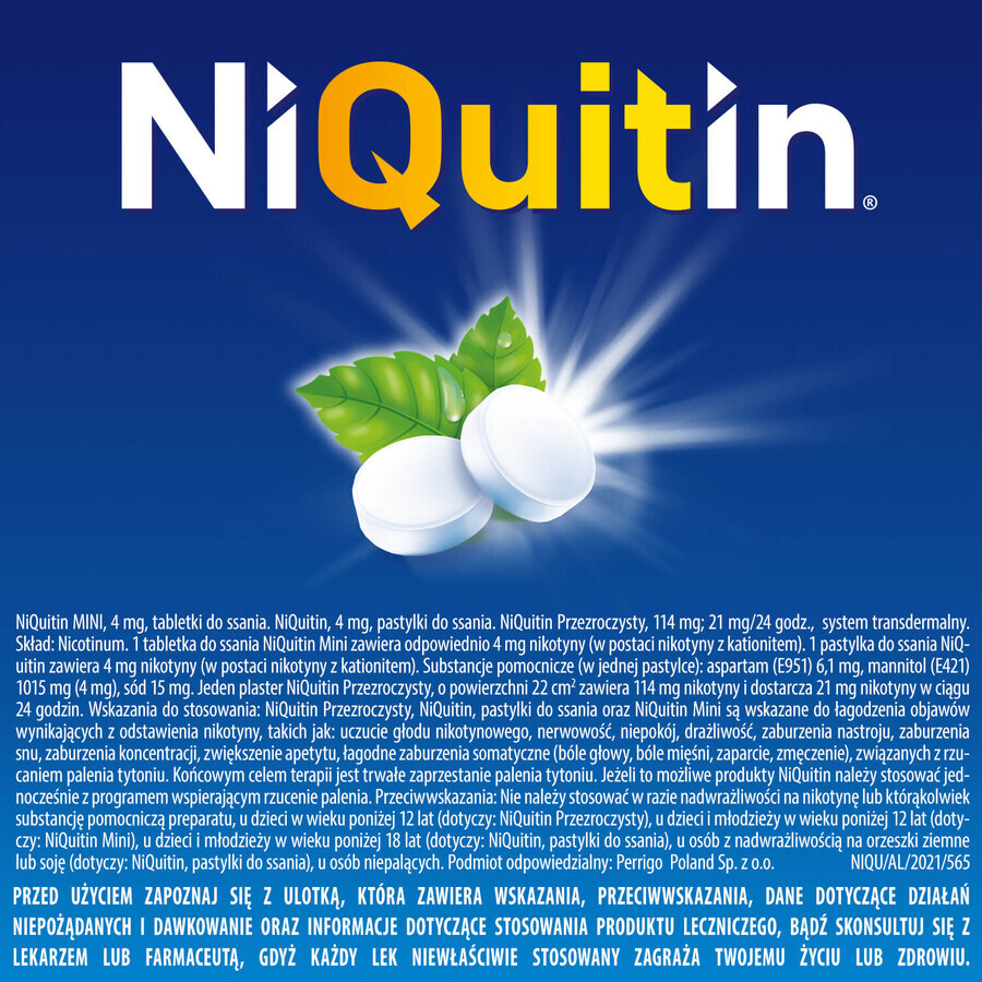 NiQuitin 4 mg, sabor a menta, 72 pastillas