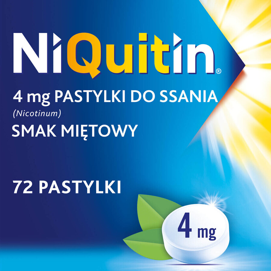 NiQuitin 4 mg, sabor a menta, 72 pastillas