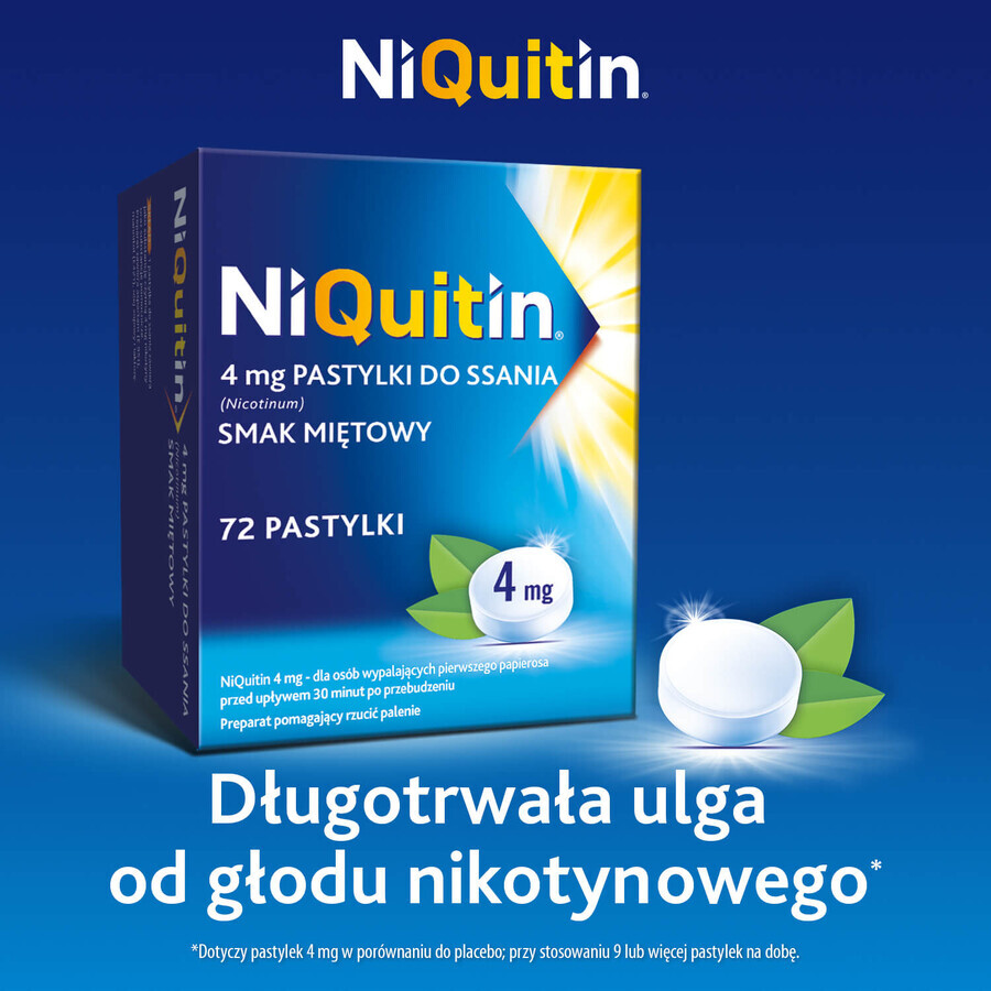 NiQuitin 4 mg, sabor a menta, 72 pastillas