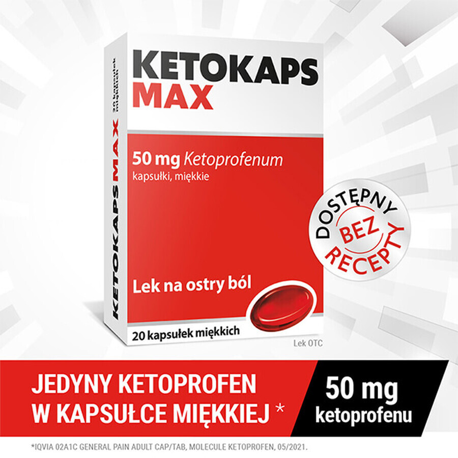 Ketokaps Max 50 mg, 20 capsule molli