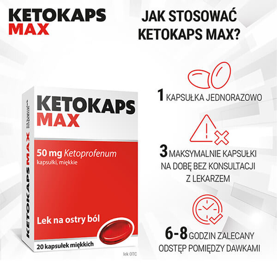 Ketokaps Max 50 mg, 20 capsule molli