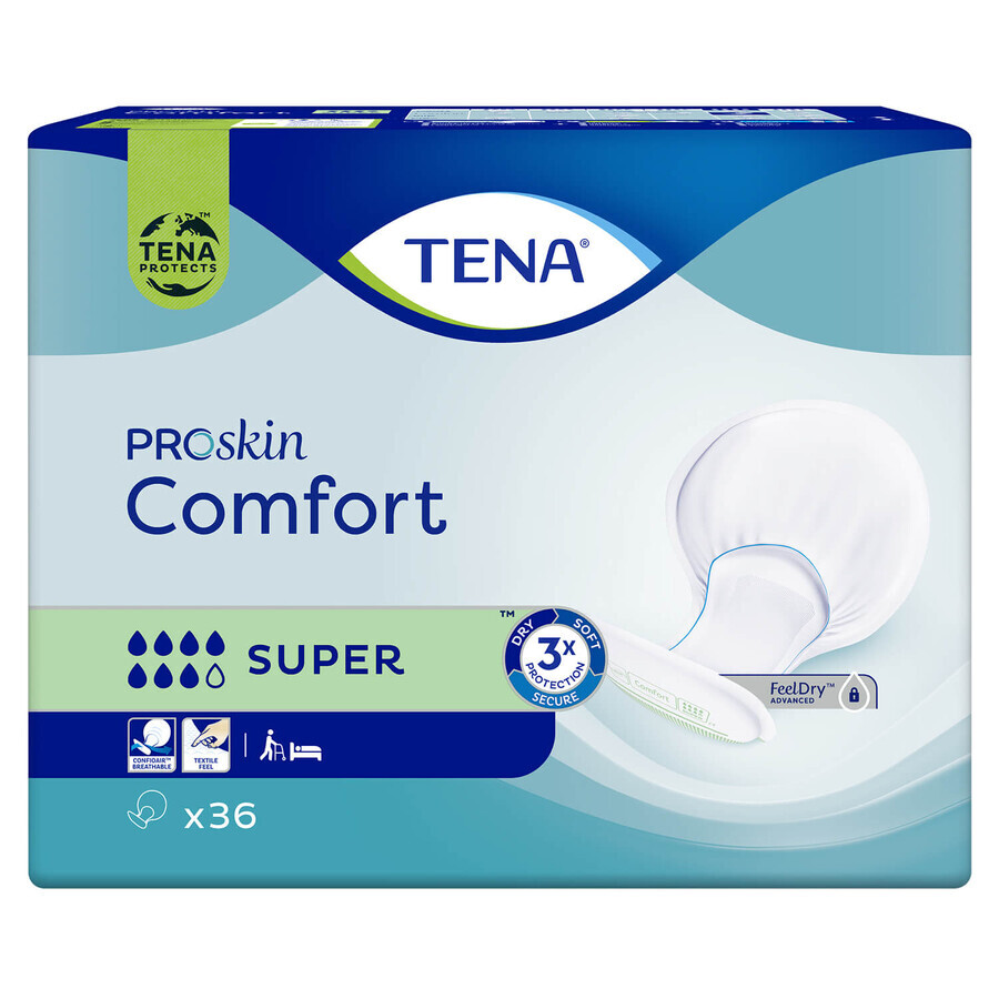 Tena Comfort ProSkin, scutece anatomice, Super, 36 buc