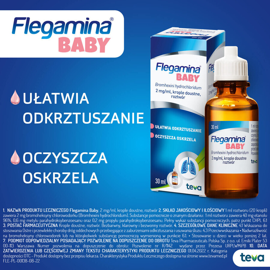 Phlegamina Baby 2 mg/ml, oral drops, solution, 30 ml