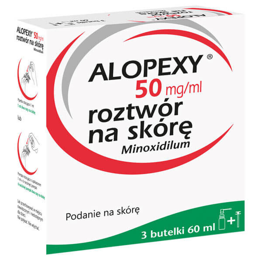 Alopexy 5 % (50 mg/ml) soluzione per applicazione cutanea, 3 x 60 ml