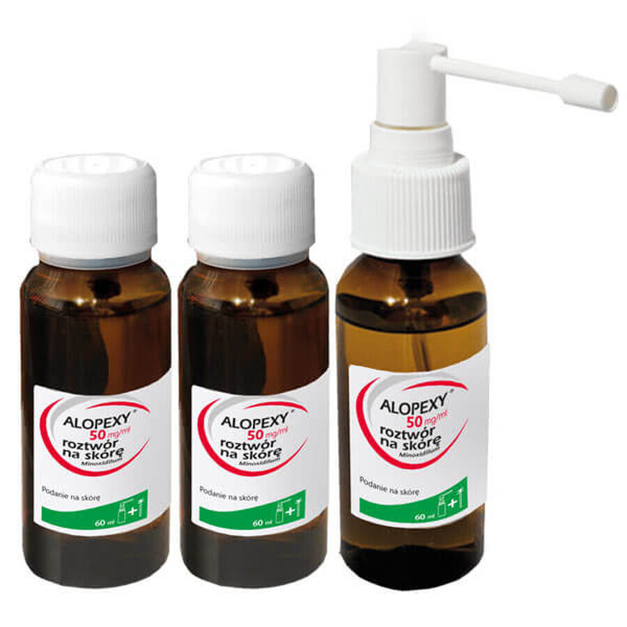 Alopexy 5 % (50 mg/ml) soluzione per applicazione cutanea, 3 x 60 ml