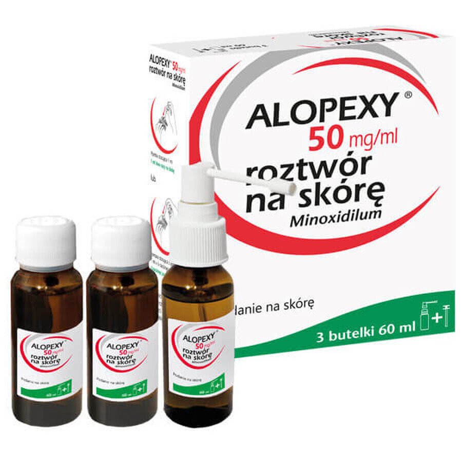 Alopexy 5 % (50 mg/ml) soluzione per applicazione cutanea, 3 x 60 ml