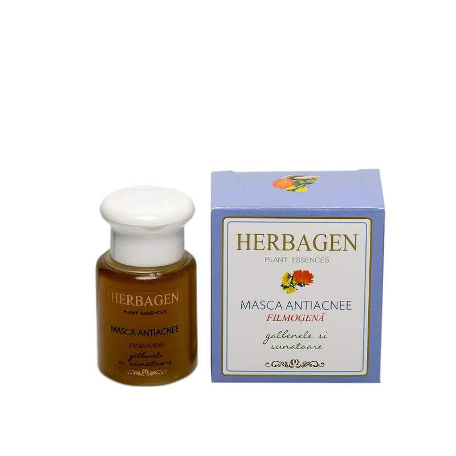 Anti-acne film-forming mask with marigolds and sunflowers, 60 ml, Herbagen