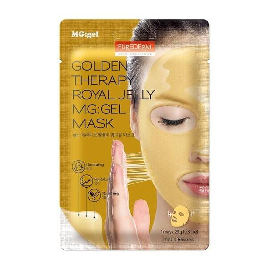 Hydrogel therapy mask with gold, collagen and panthenol, 23 grams, Purederm