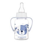 Canpol Babies, biberon sottile con manico, Cute Animals, 11/823, blu, da 3 mesi, 120 ml