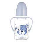 Canpol Babies, biberon sottile con manico, Cute Animals, 11/823, blu, da 3 mesi, 120 ml