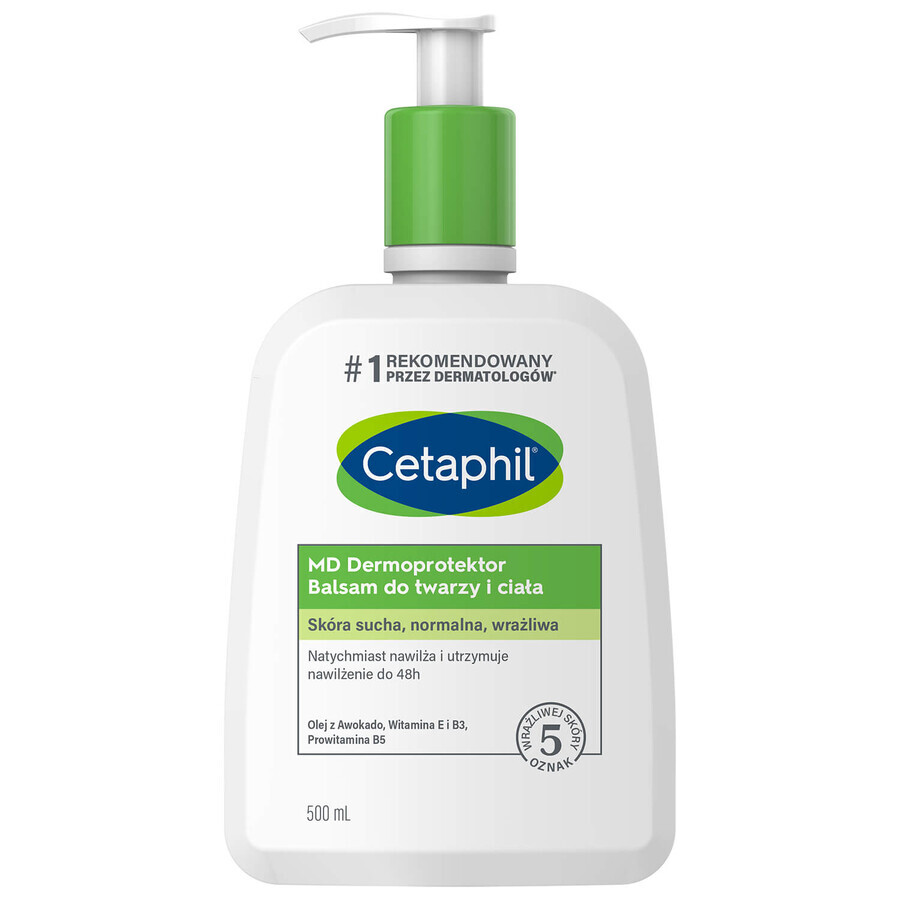 Cetaphil MD Dermoprotector, lozione idratante per viso e corpo, pelle secca e sensibile, con pompa, 500 ml