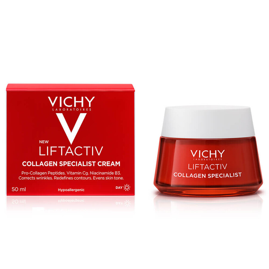 Vichy Liftactiv Collagen Specialist, crema antirughe, tutti i tipi di pelle, 50 ml