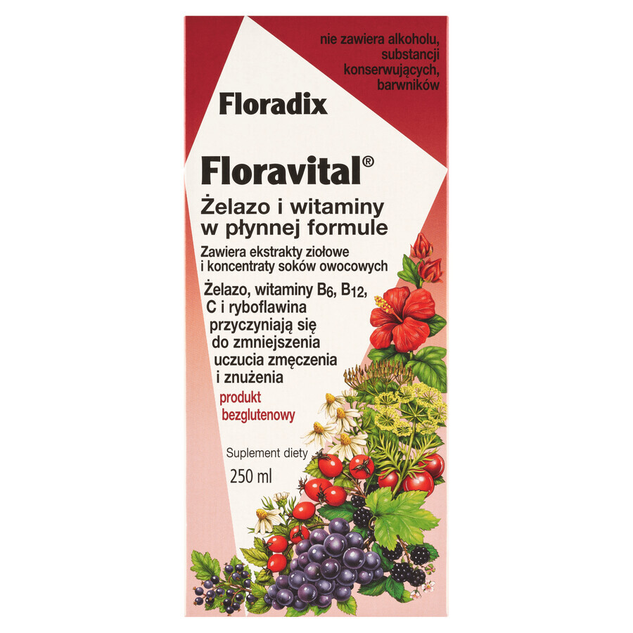 Floradix, Floravital, senza glutine, 250 ml