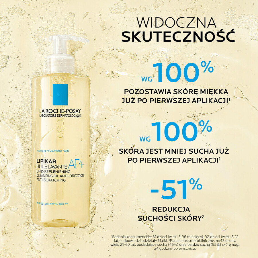 La Roche-Posay Lipikar AP+, olio detergente, ricostituente dei lipidi contro le irritazioni cutanee, 400 ml