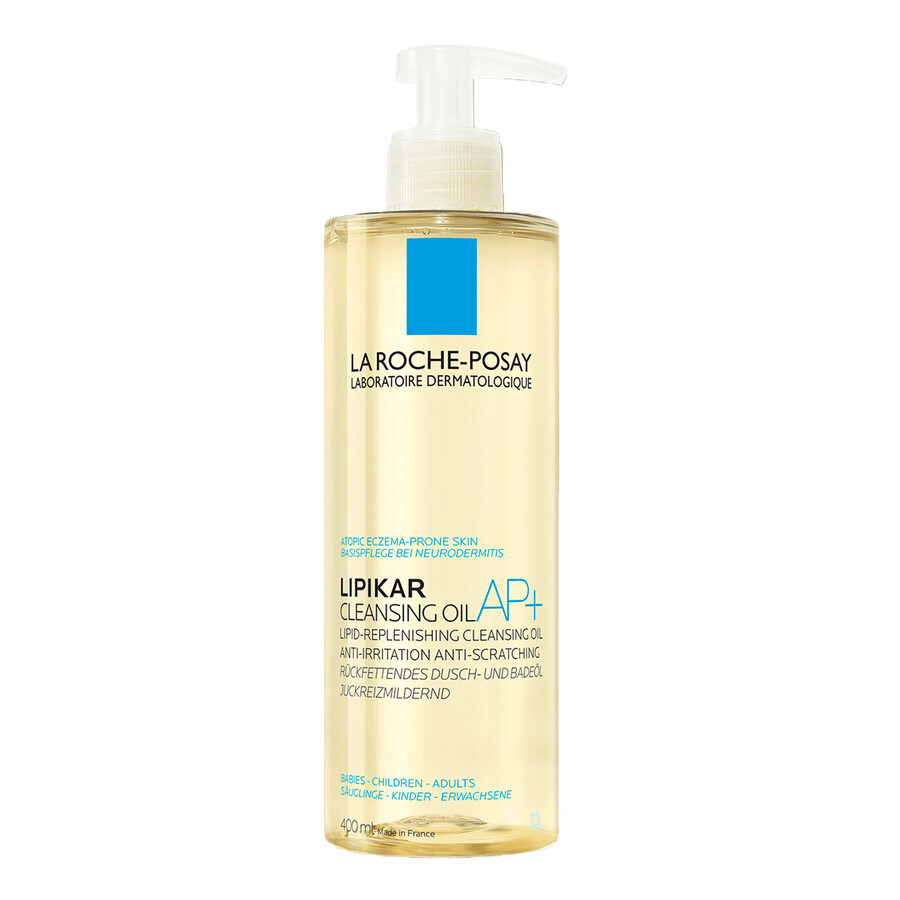 La Roche-Posay Lipikar AP+, olio detergente, ricostituente dei lipidi contro le irritazioni cutanee, 400 ml