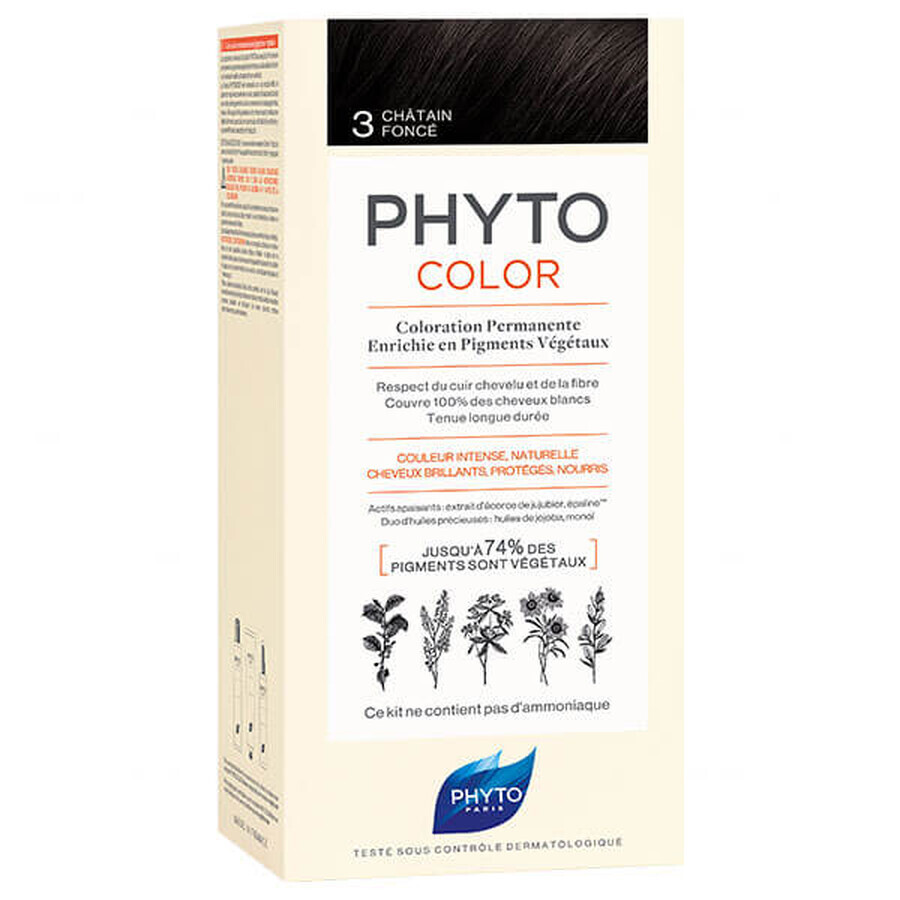 Phyto Color, vopsea de păr, 3 castan închis, 50 ml