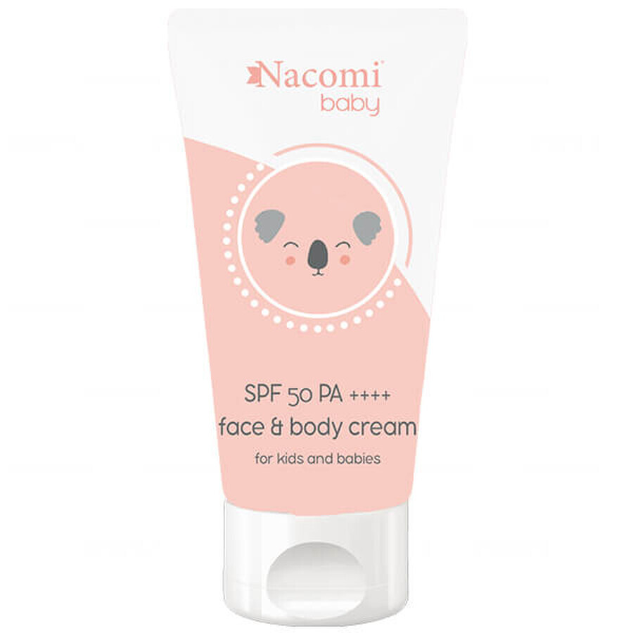 Nacomi Baby, crema viso e corpo per bambini e neonati, per tutte le stagioni, SPF 50/PA++++, 50 ml