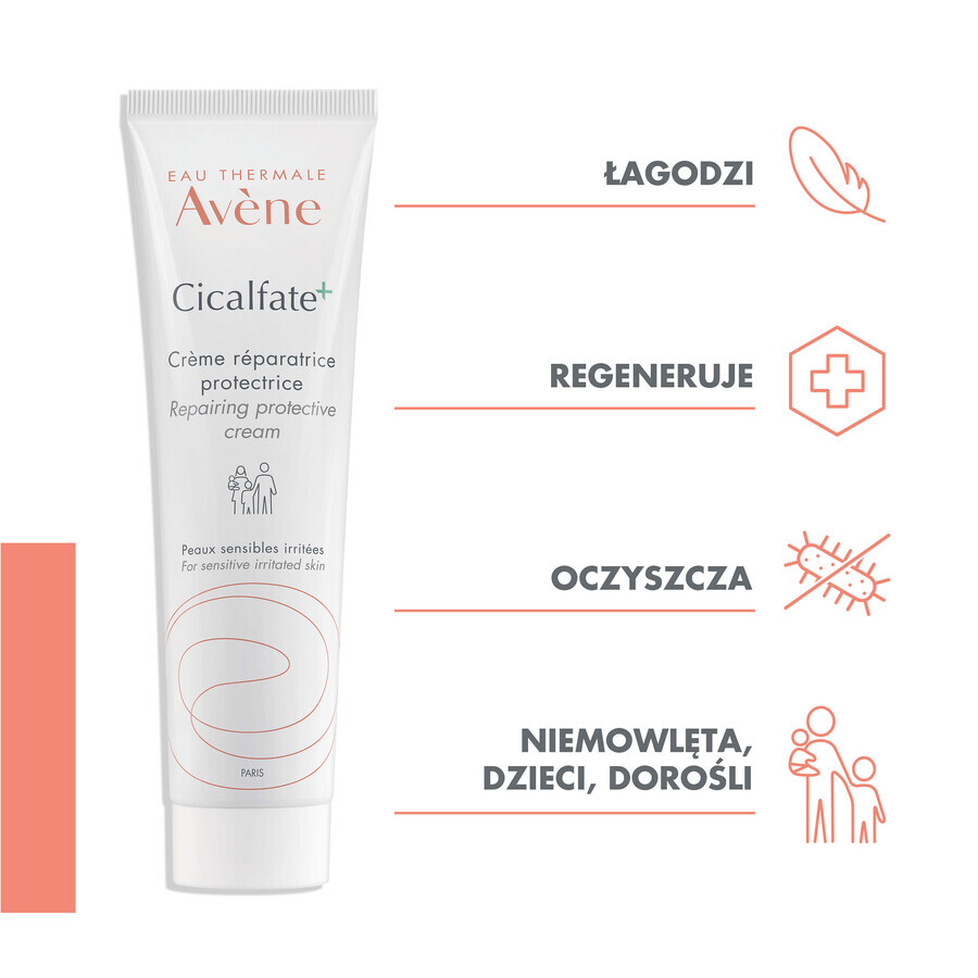 Avene Cicalfate+, crema protettiva rigenerante per tutta la famiglia, pelle sensibile e irritata, 100 ml