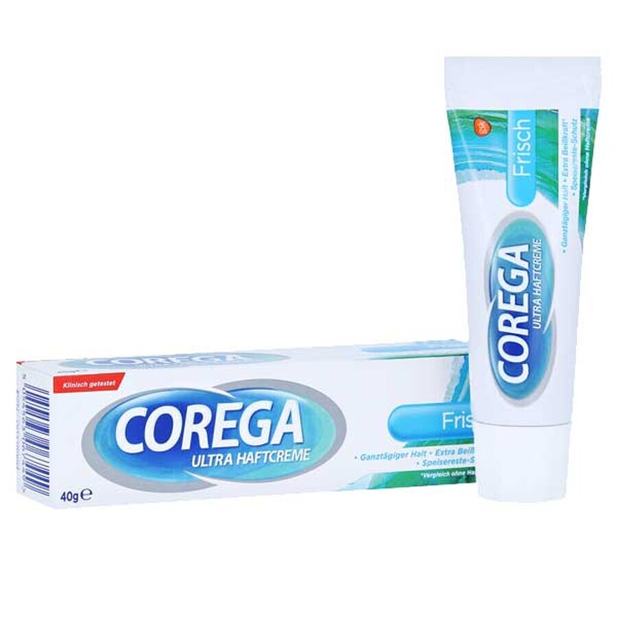 Corega Frisch, crema di fissaggio per dentiere, menta forte, 40 g