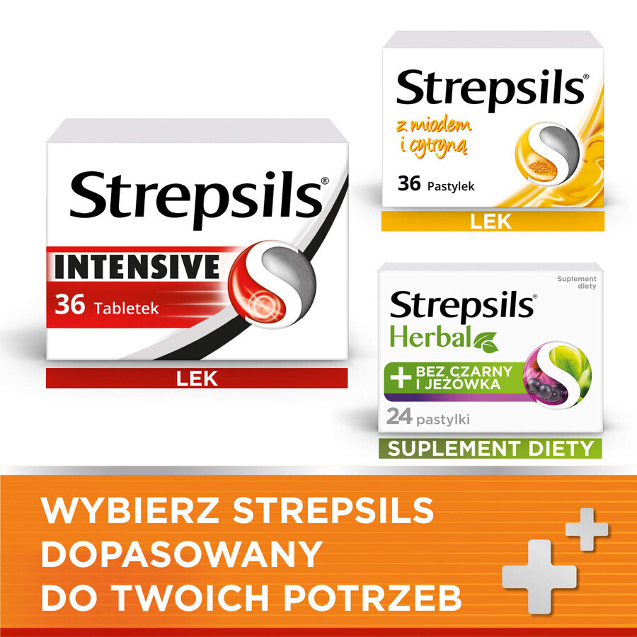 Strepsils Intensive oranges without sugar 8.75 mg, 24 hard tablets