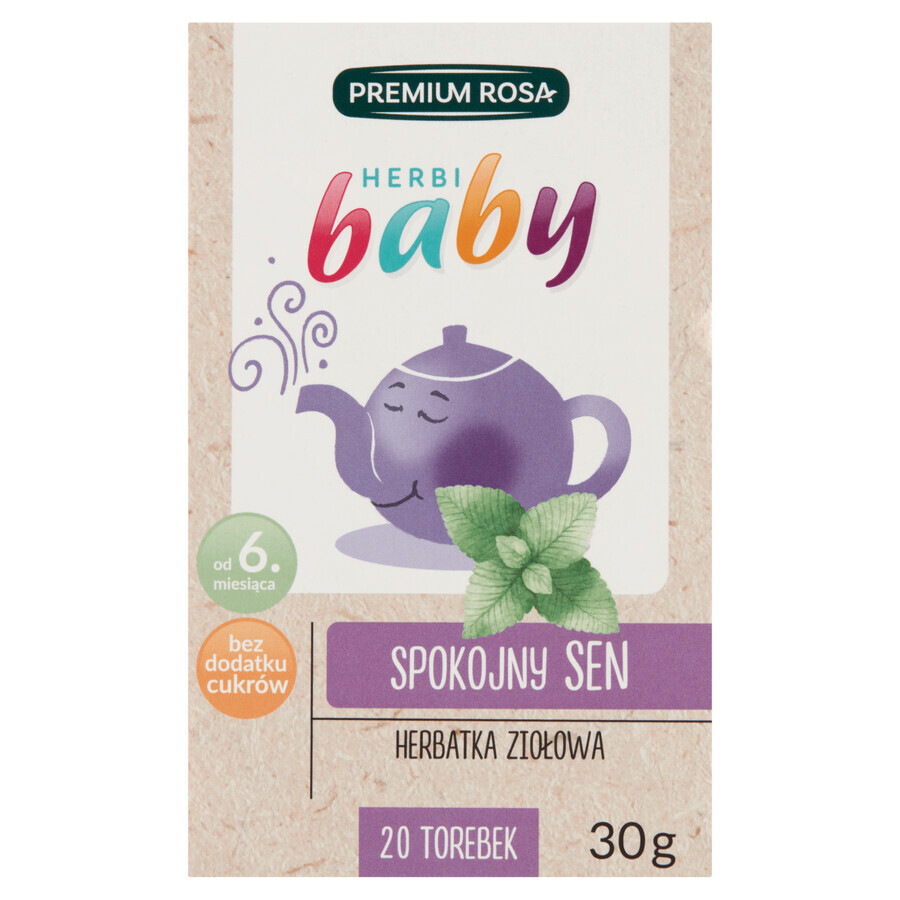 Premium Rosa Herbi Baby Peaceful Sleep, un tè per neonati e bambini dai 6 mesi, 20 bustine