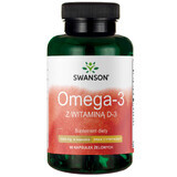 Swanson Omega-3 Olio di pesce e vitamina D, gusto limone, 60 capsule in gel