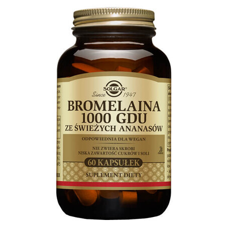 Solgar Bromelina 1000 GDU da ananas fresco, 60 capsule