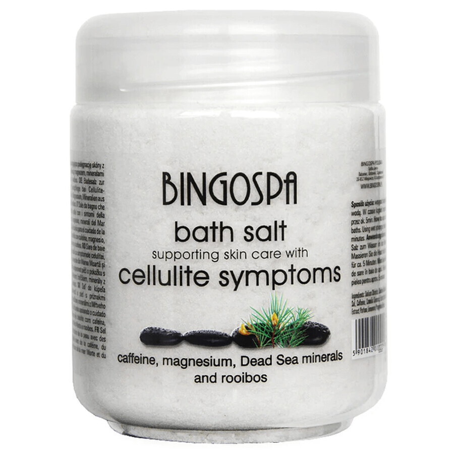 Bingospa, sale da bagno per pelli con sintomi di cellulite con caffeina, minerali del Mar Morto, rooibos e magnesio, 550 g