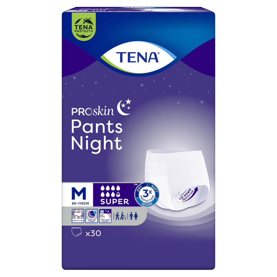 Tena Pants ProSkin Night, mutandine assorbenti, taglia M, 80-110 cm, Super, 30 pezzi