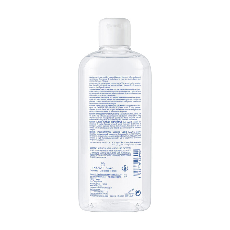 Ducray Sensinol, shampoo per capelli, protezione fisiologica, 400 ml