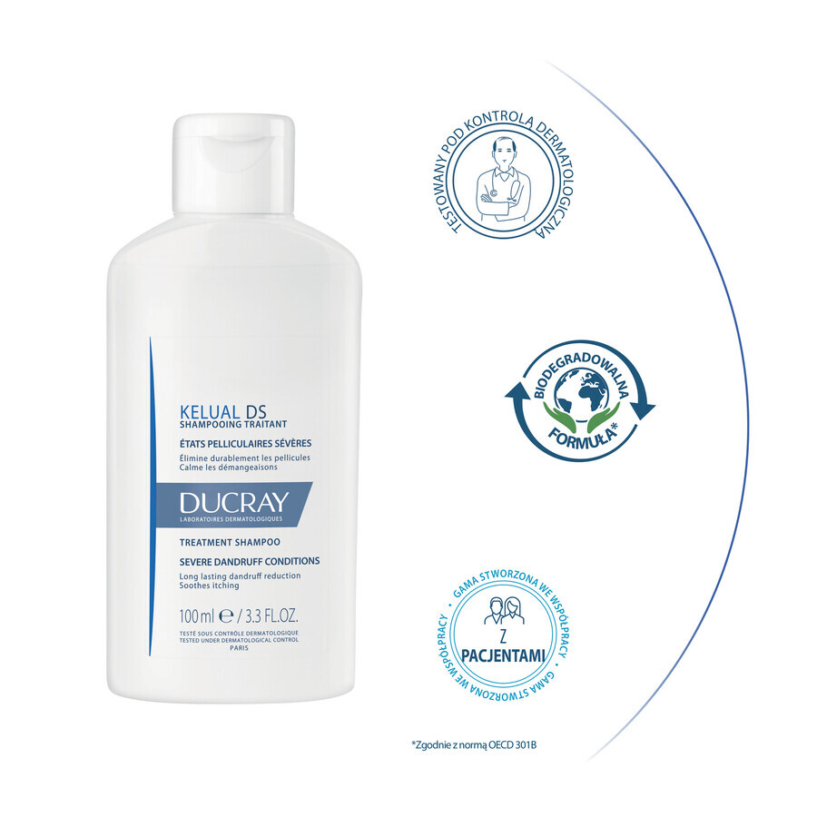 Ducray Kelual DS, shampoo antiforfora, condizioni di forfora grave, 100 ml