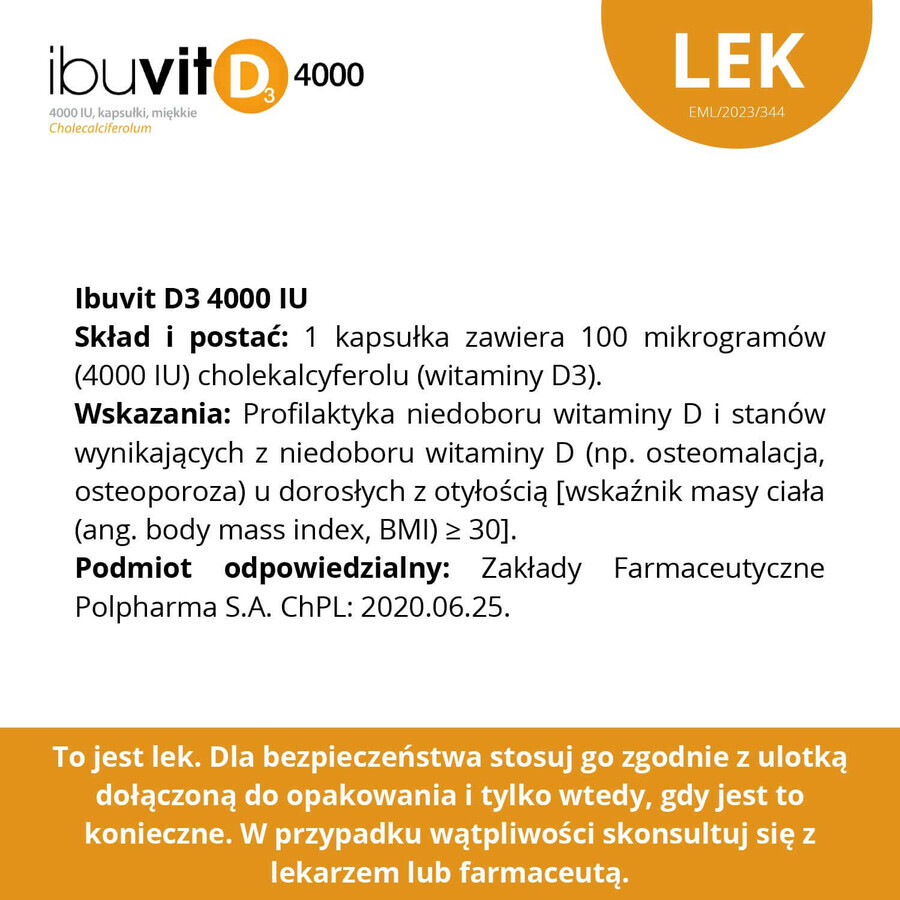 Ibuvit D3 4000 UI, 30 cápsulas