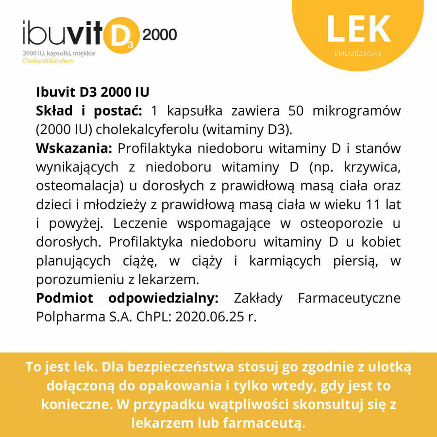 Ibuvit D3 2000 UI, 60 cápsulas