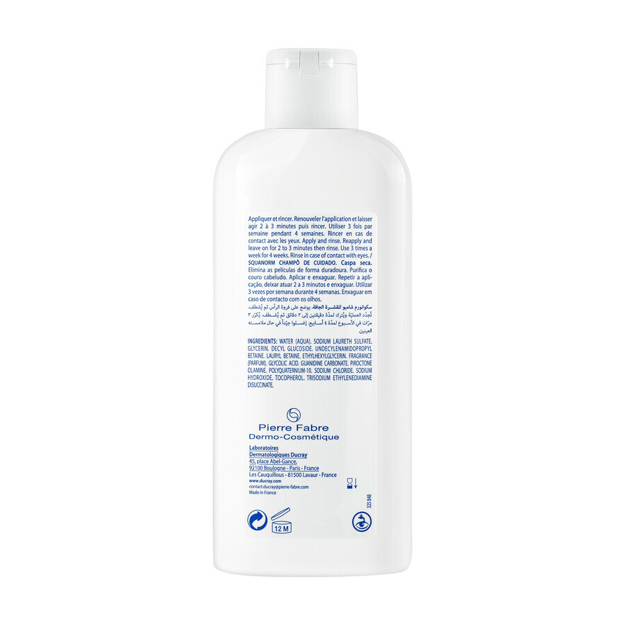 Ducray Squanorm, shampoo antiforfora, forfora secca 200 ml