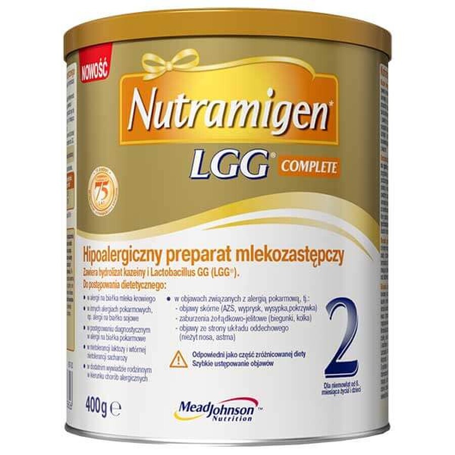 Nutramigen 2 LGG Complete, aliment d'allaitement hypoallergénique, dès 6 mois, 400 g