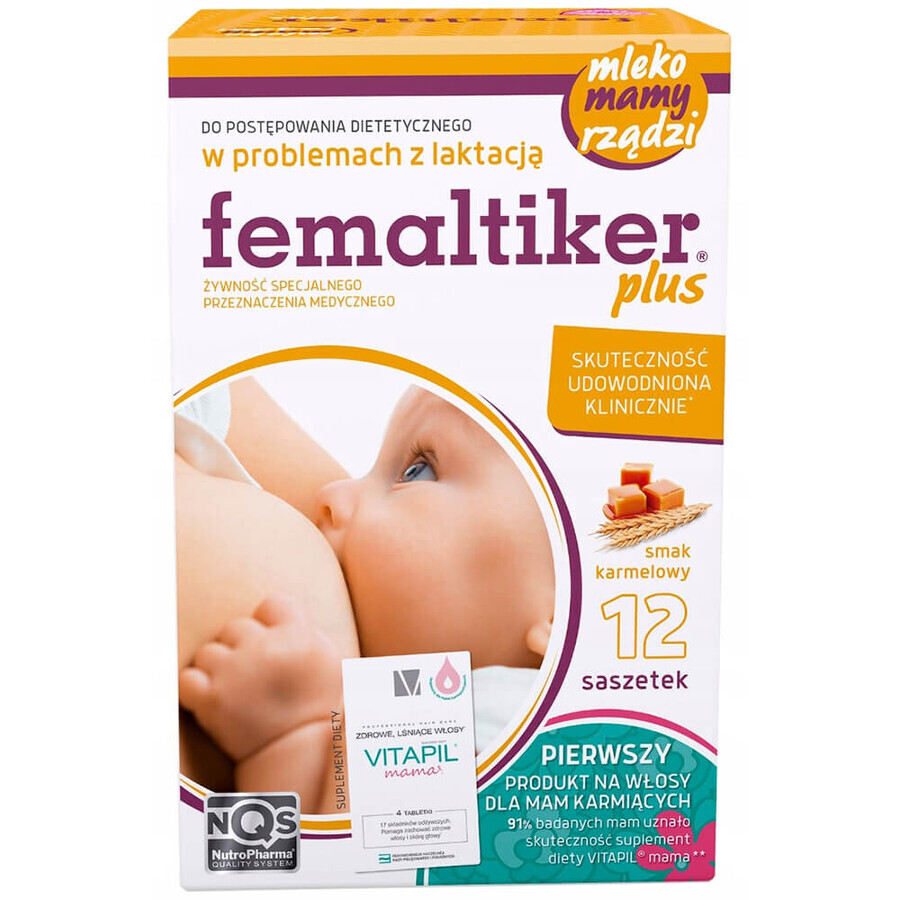 Femaltiker Plus, gusto caramello, 12 bustine + Vitapil Mama, 4 compresse