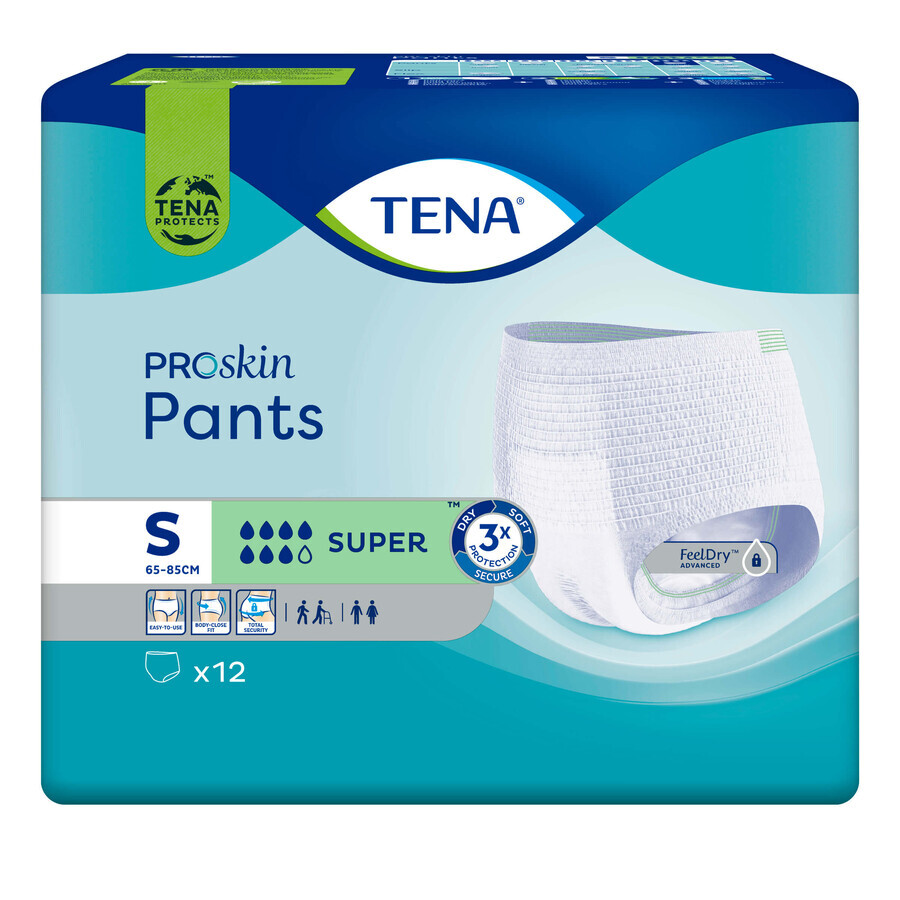 Tena Pants ProSkin, slip assorbenti, taglia S, 65-85 cm, Super, 12 pezzi