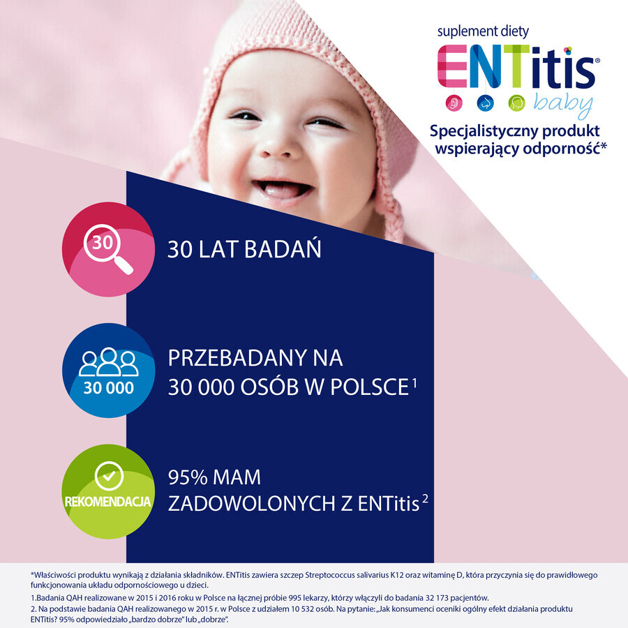 ENTitis Baby per neonati oltre i 6 mesi e bambini, gusto banana, 30 bustine