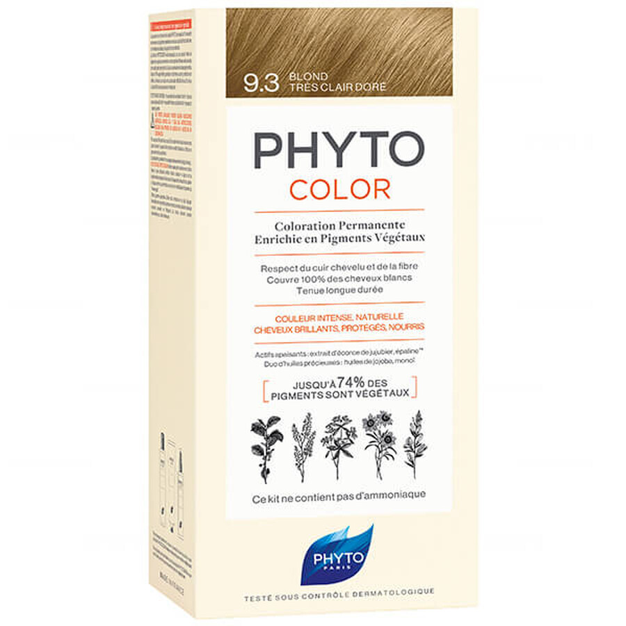 Phyto Phytocolor 9.3, culoarea părului, blond auriu foarte deschis