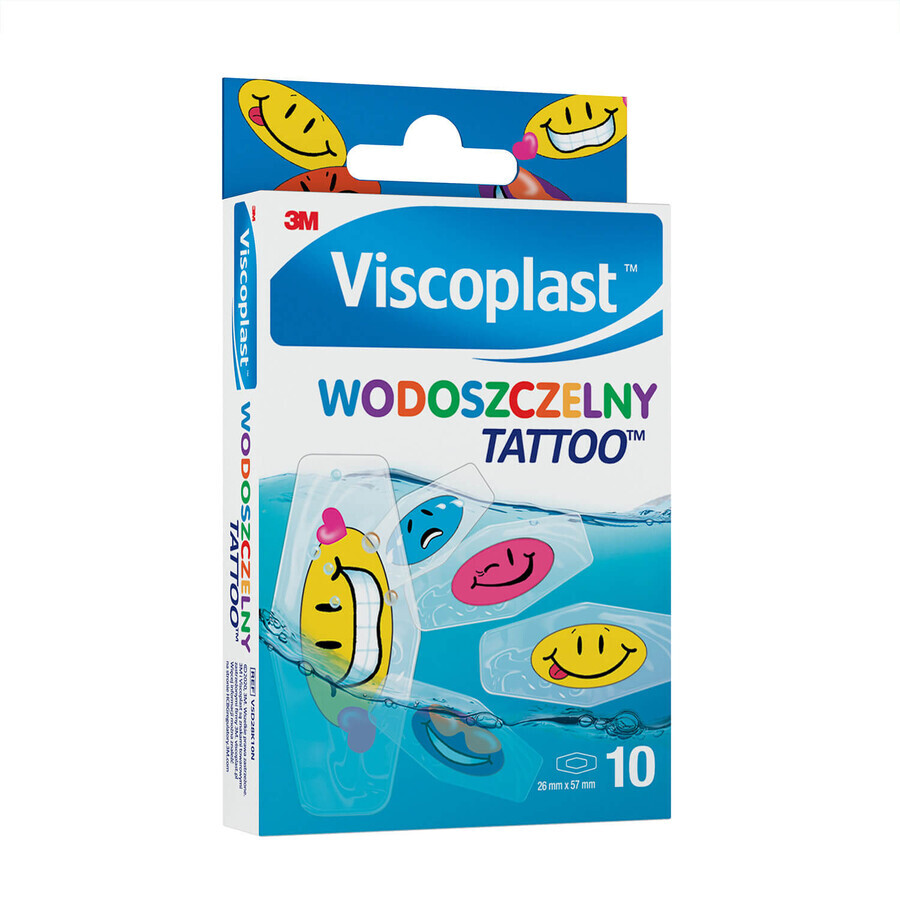 Viscoplast Waterproof Tattoo, cerotto per medicazione stampato a colori, 10 pezzi