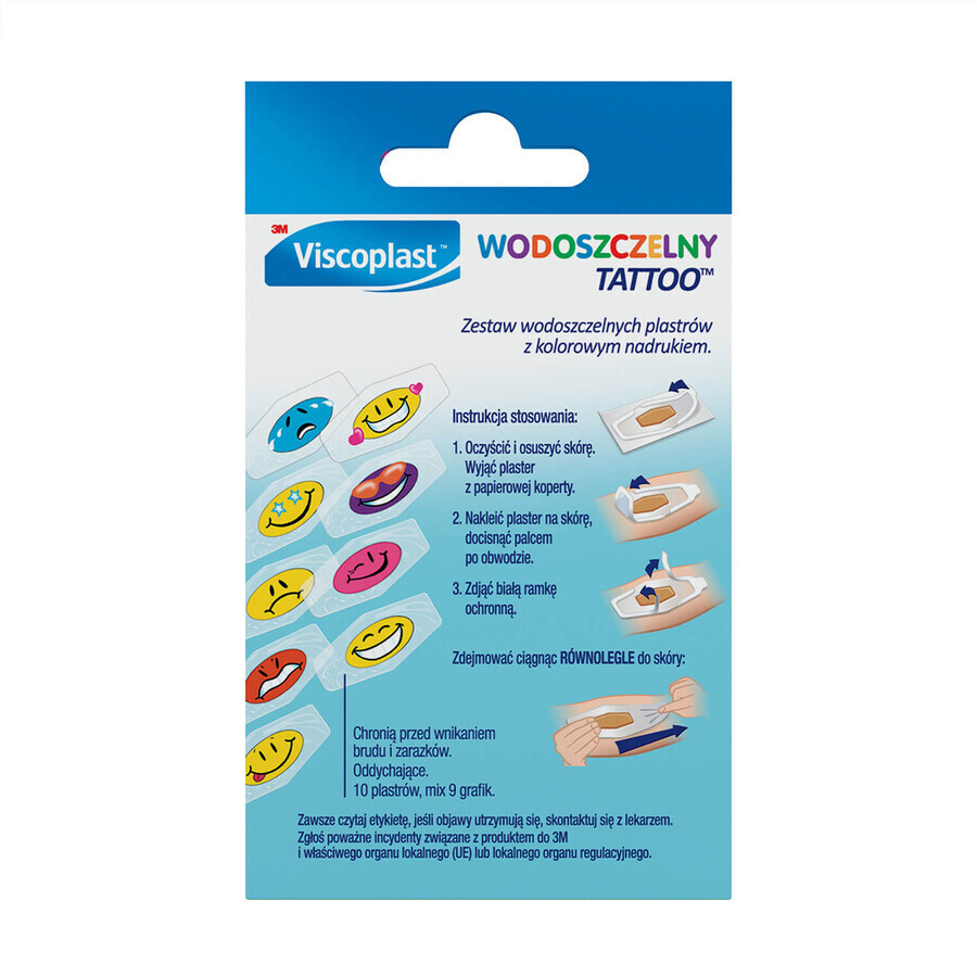 Viscoplast Waterproof Tattoo, cerotto per medicazione stampato a colori, 10 pezzi