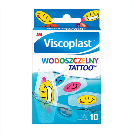 Viscoplast Waterproof Tattoo, cerotto per medicazione stampato a colori, 10 pezzi