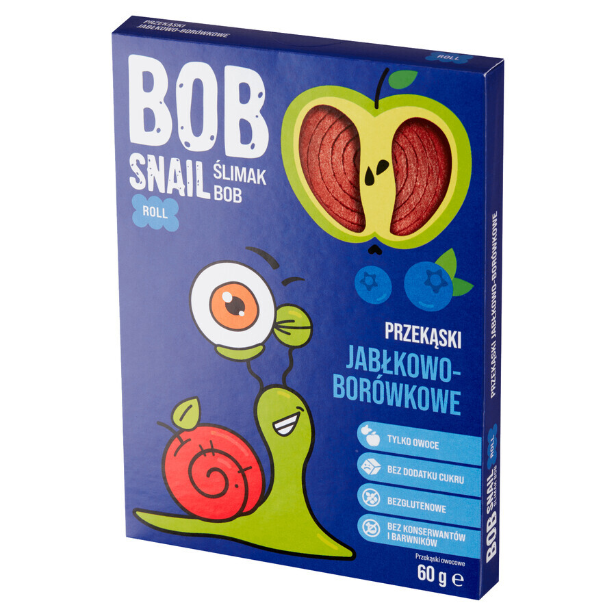 Bob Snail Roll Snack di frutta, mela, mirtillo, 60 g