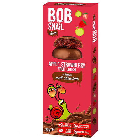 Bob Snail Choco Fruit snack al cioccolato al latte, mela, fragola, 30 g